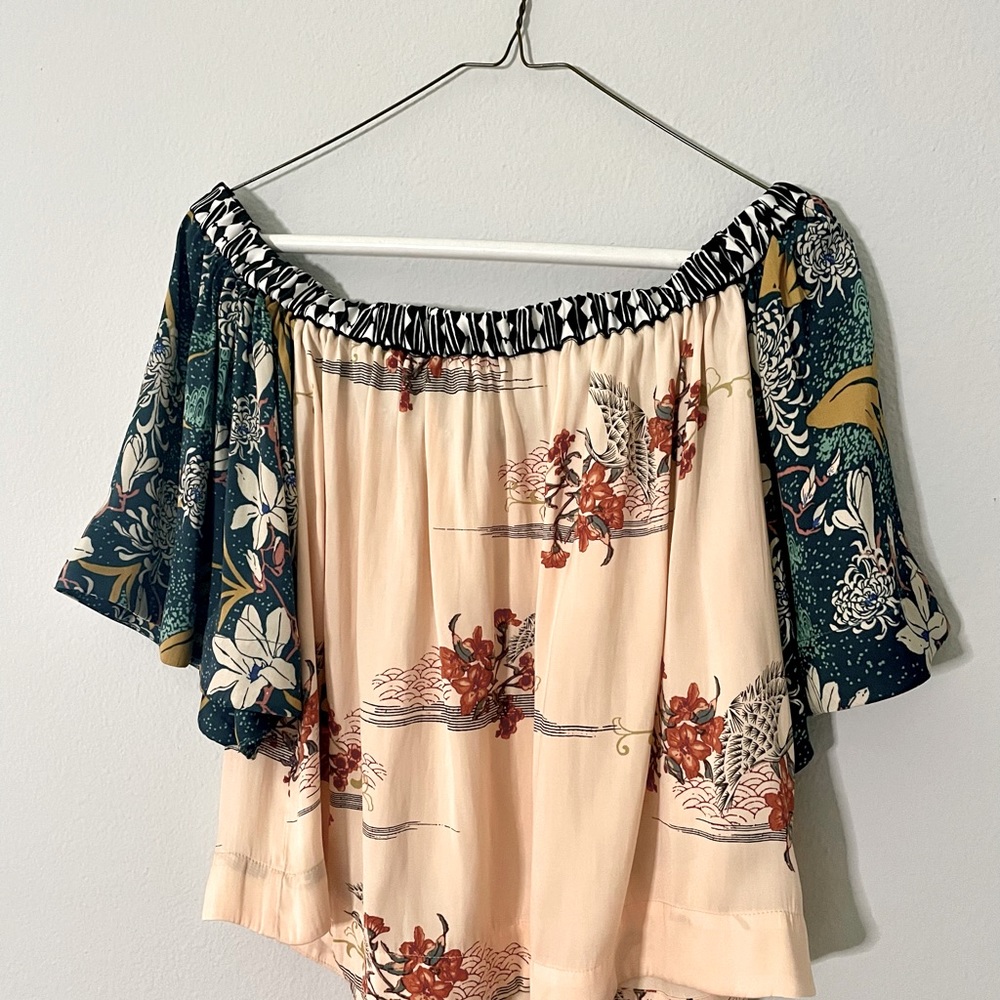 Free People floral off the shoulder crop blouse - XS